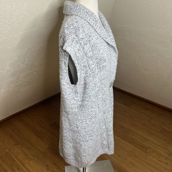 Chicos Sleeveless Cardigan Womens 3 XL Gray Metallic Shawl Collar Button Down - Picture 6 of 8